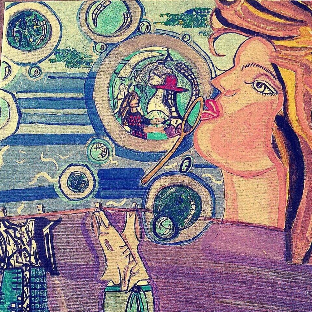 Bubble Girl Acrylic Painting